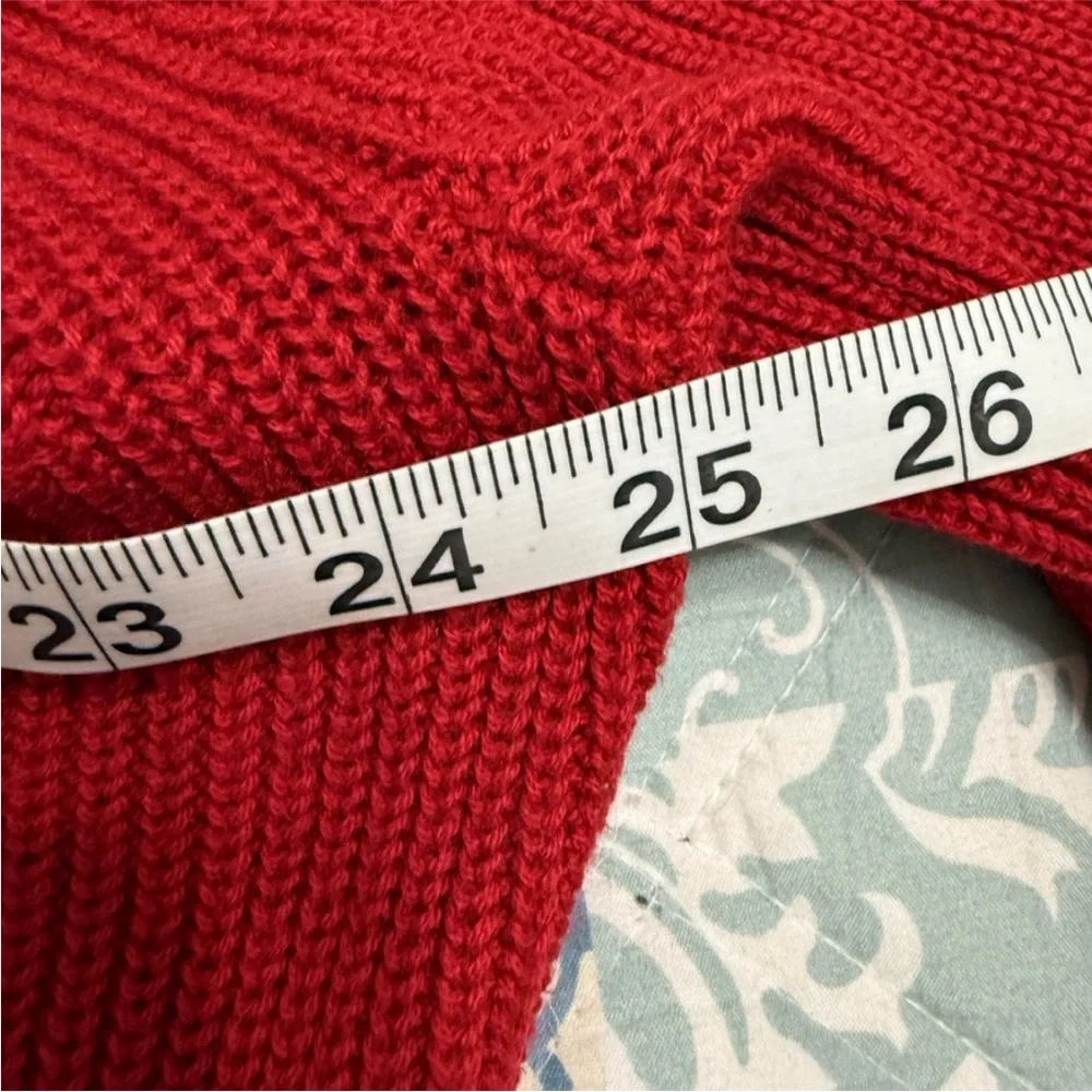 J.Crew Red Crewneck Sweater Gold Buttons J.Crew Factory Medium